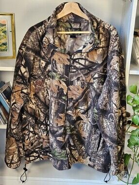 Lodge Outfitters Camo Fleece Jacket Brown Green Black Size XL Woods Outdoor